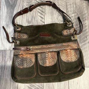 Vintage RARE Ghurka Snake Skin Shoulder Bag beautiful green-Never used. Stored.